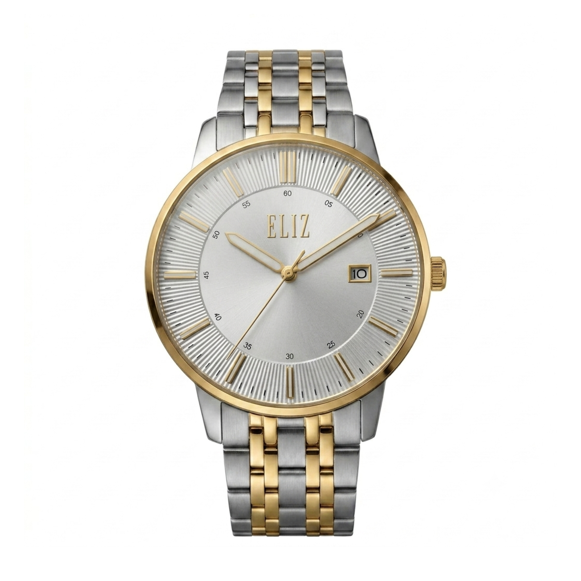 ELIZ ES8972G2STS SS Case & Band Calendar Men's Watch