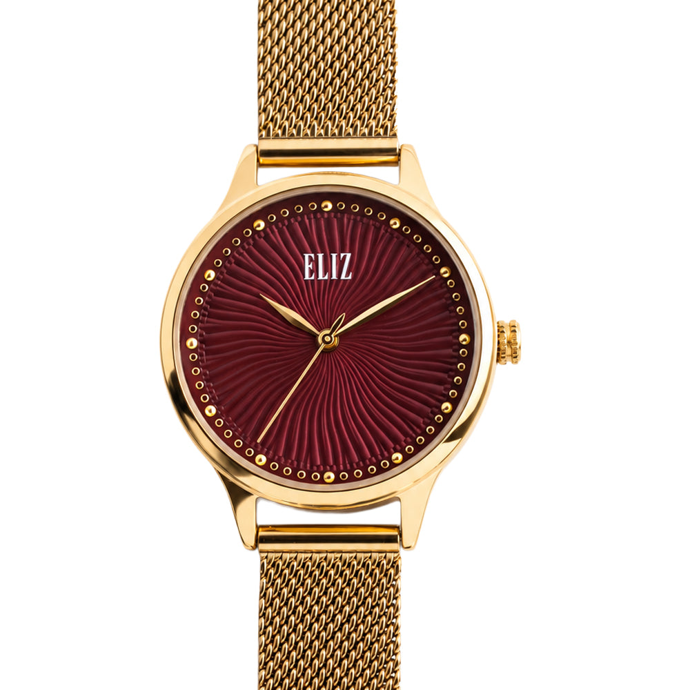 ELIZ ES9007L2GRG SS Case and Mesh Strap Three-hands Women's watch