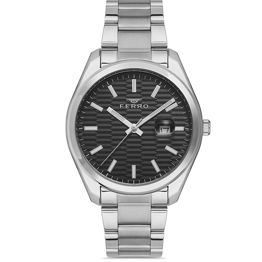 FERRO F11227A-A2 SS Caseback & Band Date Men's Watch