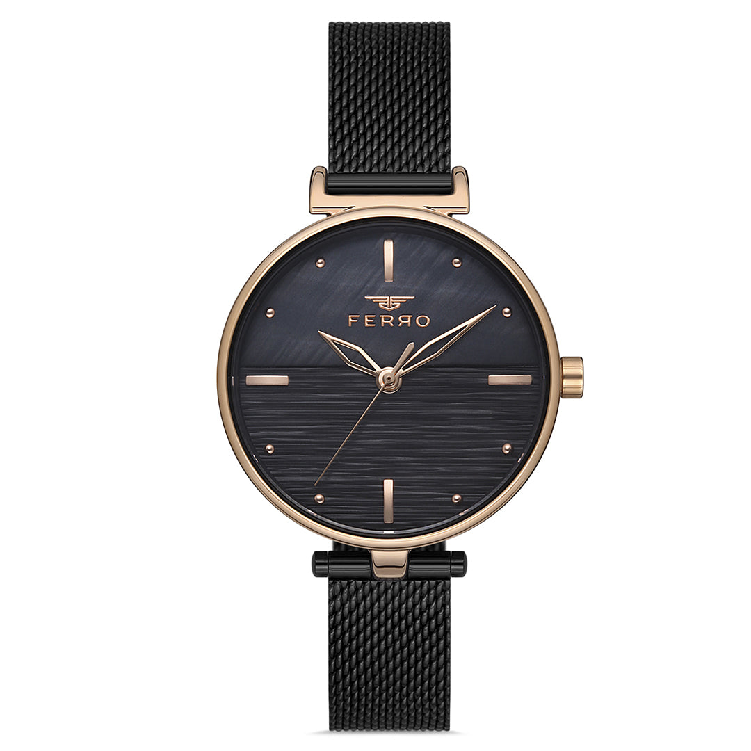 FERRO F21224C-R SS Caseback & Mesh Strap Japan Women's Watch