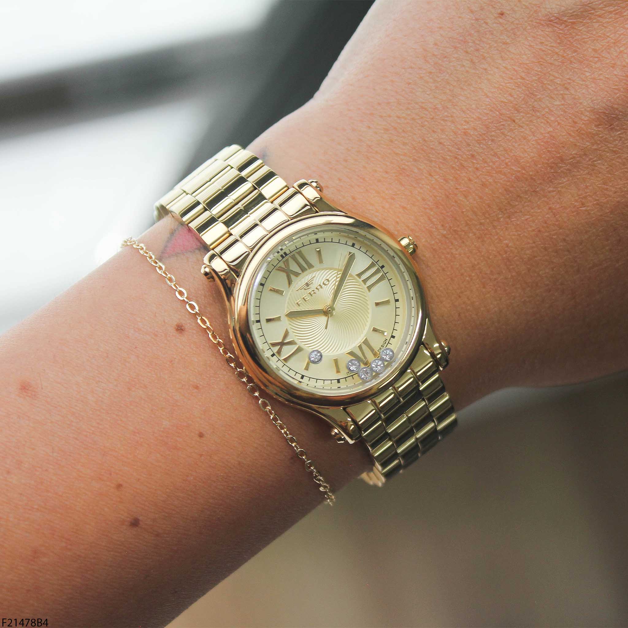 Ferro FL21478AWT-B4 Metal Case And Metal Band Women's Watch