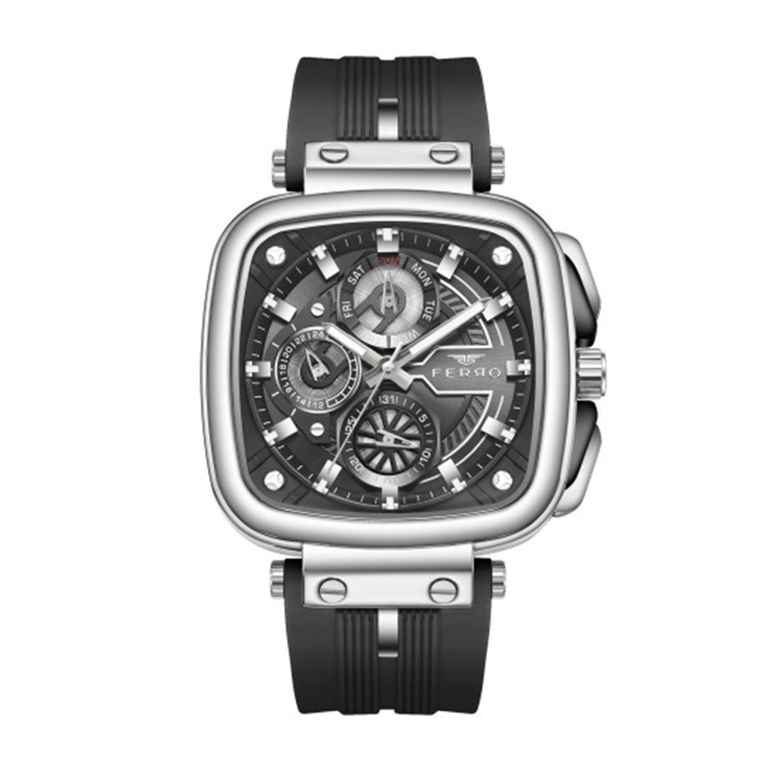 FERRO FM11352D-J2 SS Caseback & Silicone Multifunction Men's Watch