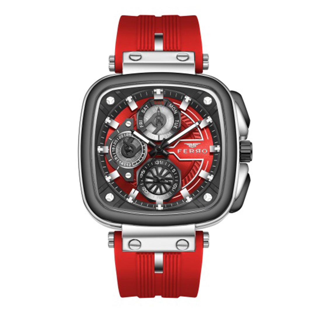 FERRO FM11352D-J8 SS Caseback & Silicone Multifunction Men's Watch