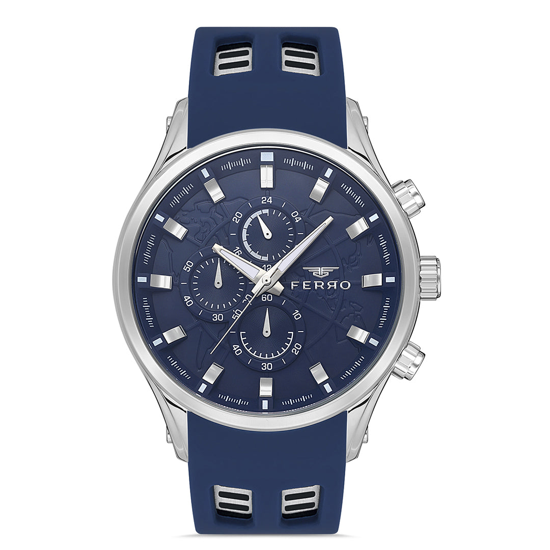 FERRO FM11354D-L3 SS Caseback & Silicone Multifunction Men's Watch