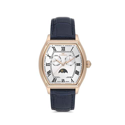 Ferro FM40125B-T Metal Case And Leather Strap Men's Watch