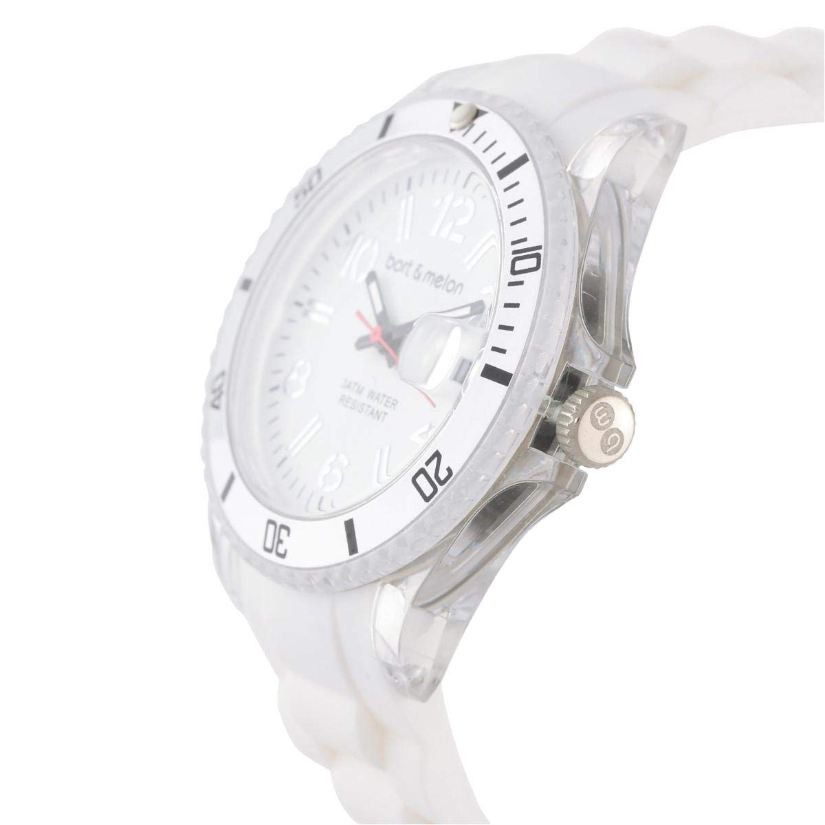 Bart & Melon 11-DG003 White SS Case Silicon Band Kids Watch
