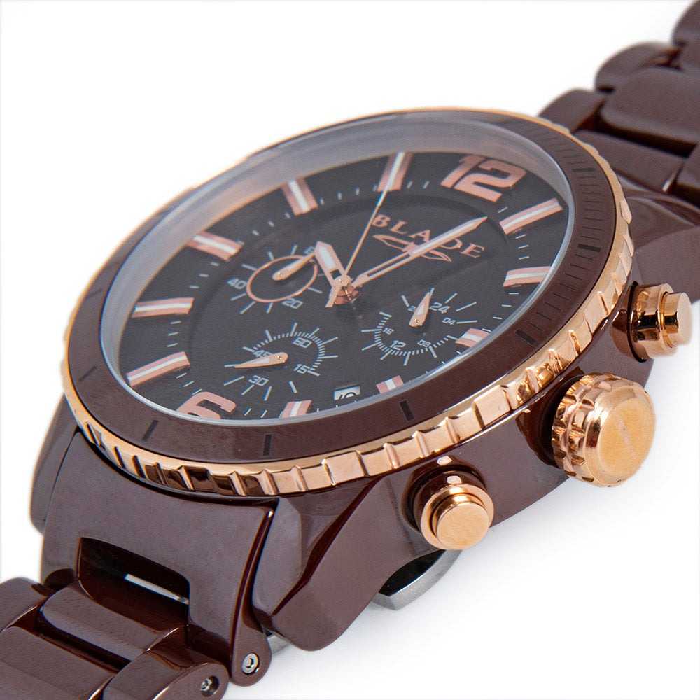 BLADE Ceracro 3572G3ROO Brown/Rose Ceramic Case and Band Men's Watch