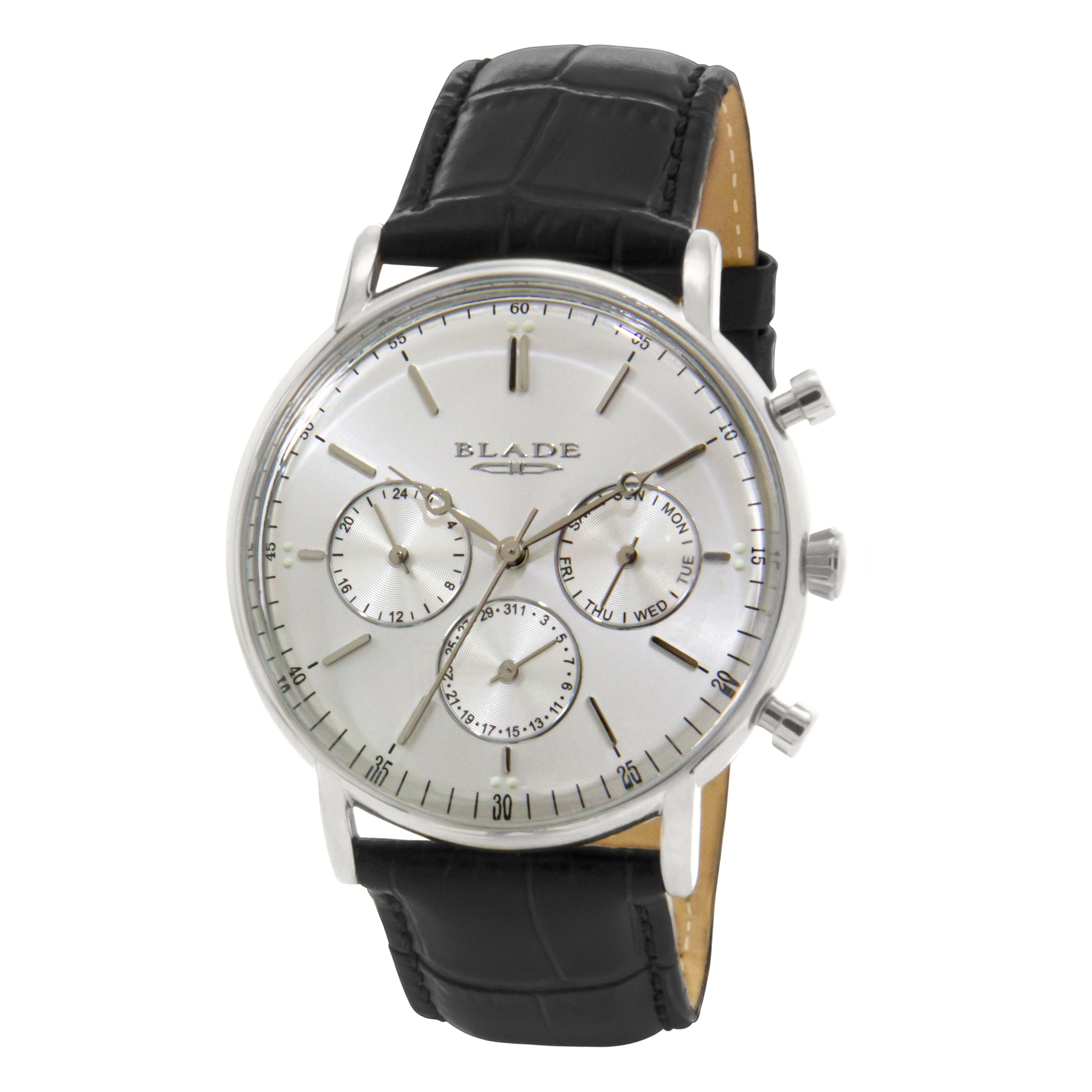 BLADE Alpha 3663G1SSN SS Case Black Leather Strap Men's Watch