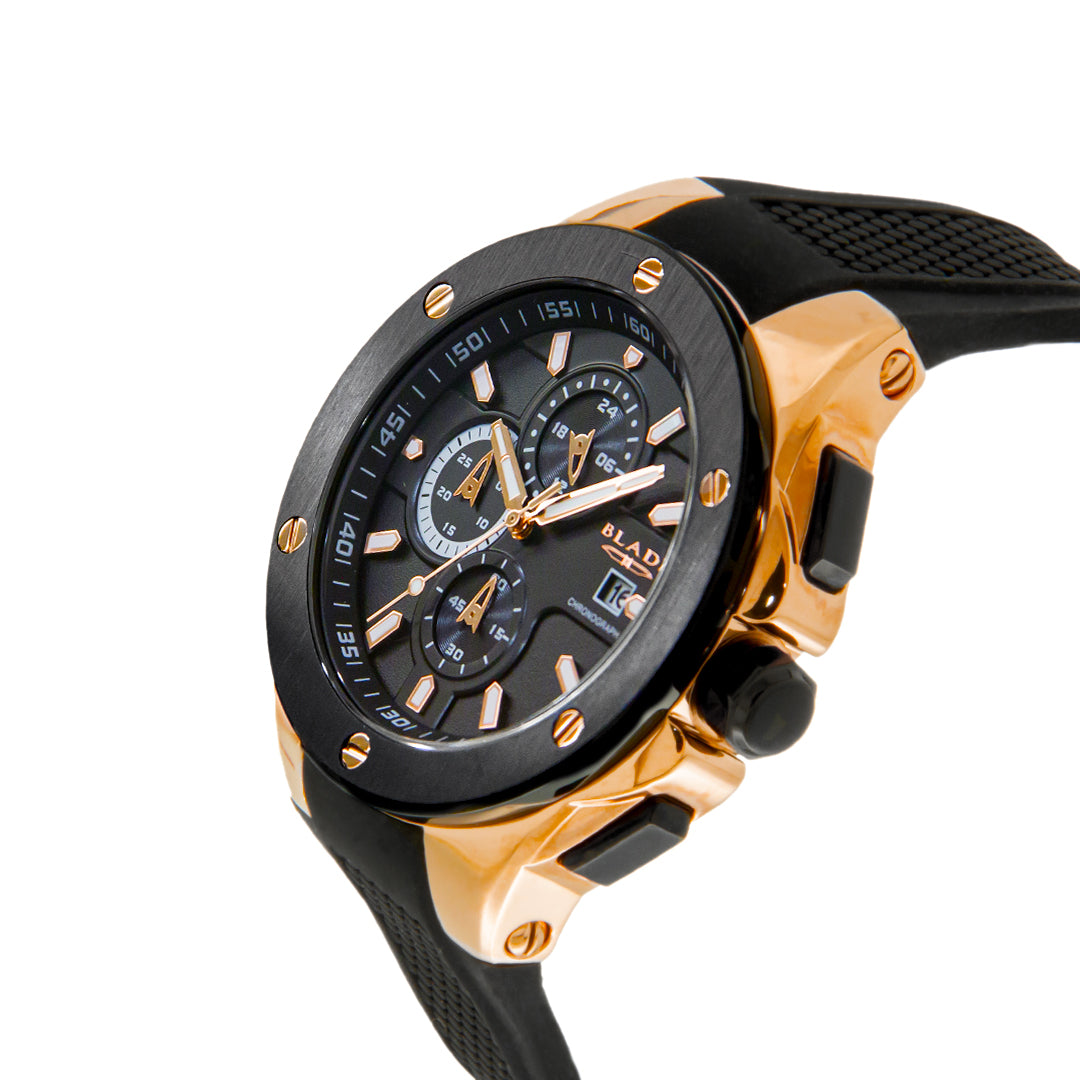 BLADE Bolt 3584G5QNN PVD Rose Case Black Silicone Strap Men's Watch