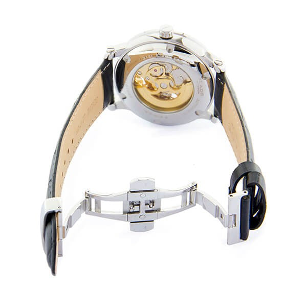 Blade men's White Dial Black Genuine Leather Band Stainless steel Skeleton Automatic Mechanical Volare Cobalt 3
