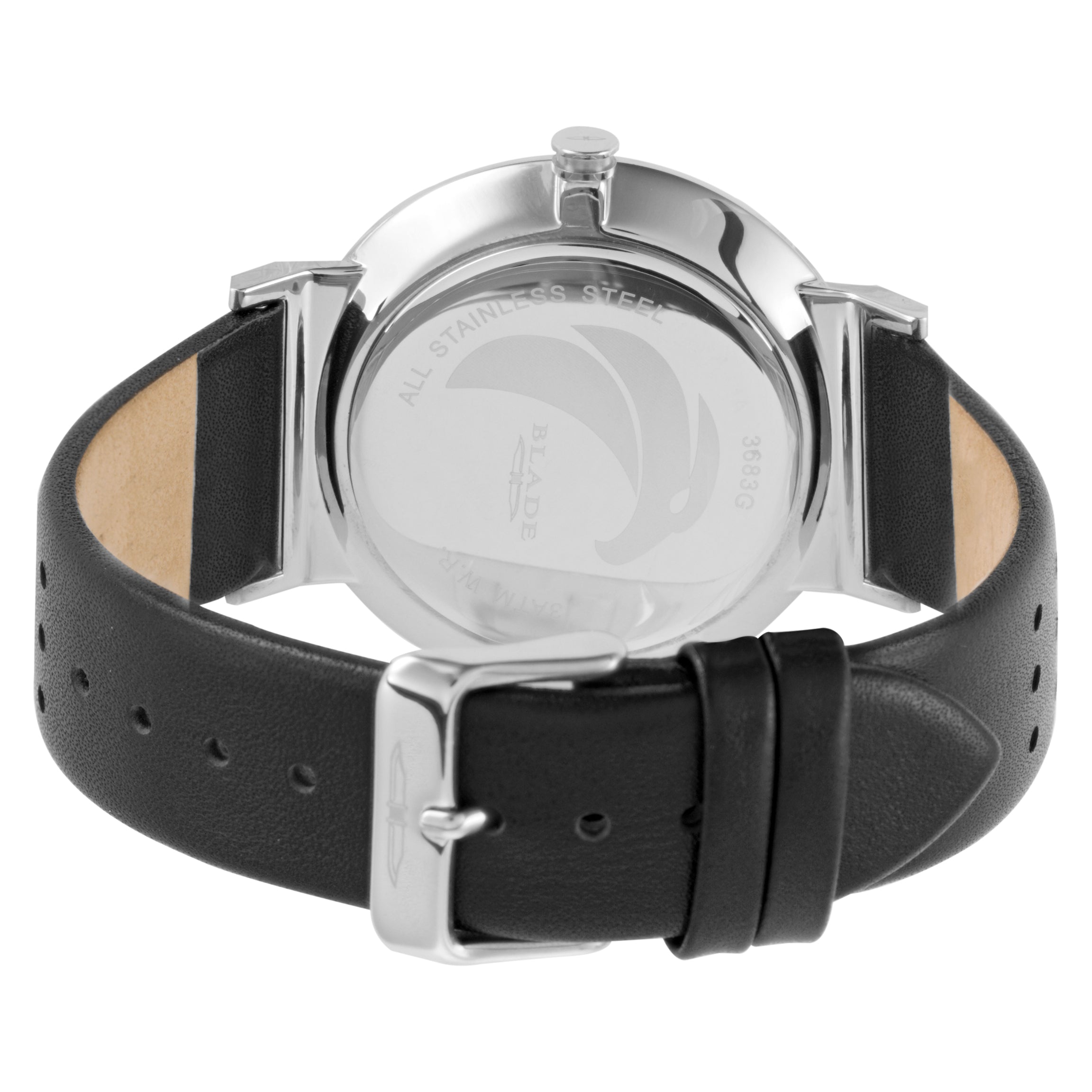 BLADE Wanderer Black 3683G1SNN SS Leather Men's Watch - Back