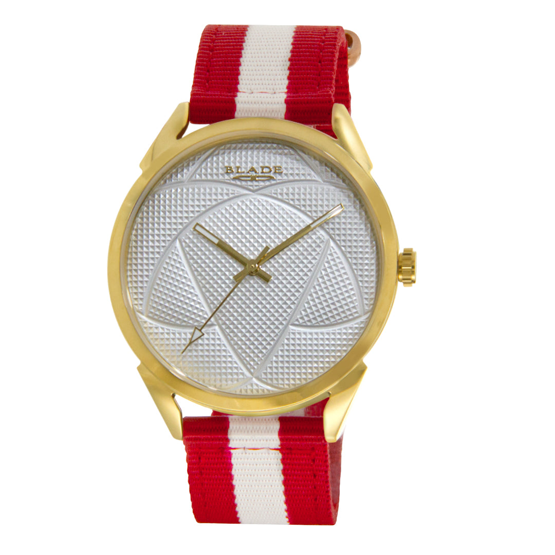 BLADE 3697GRW6C White-Red Retro-Fútbol Special Edition NATO Strap Unisex Watch - Front 02
