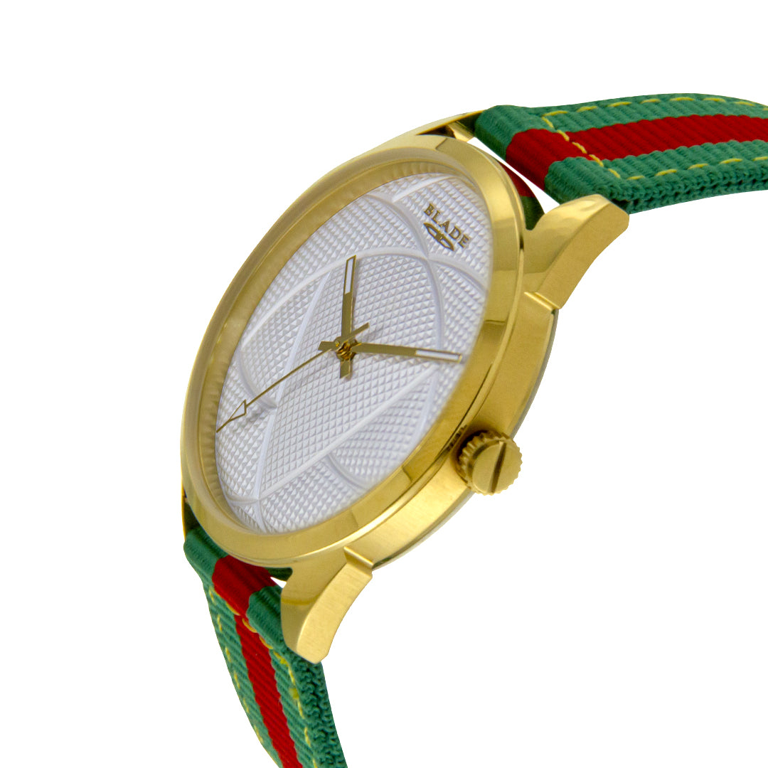 BLADE 3697GGW6I Green-Red Retro-Fútbol Special Edition NATO Strap Unisex Watch - Side