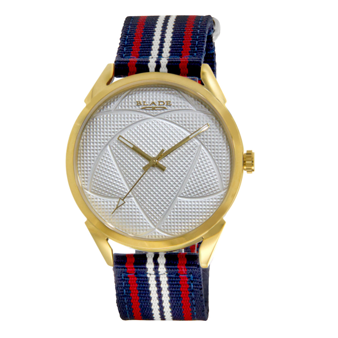BLADE 3697GSW6L Navy Blue-Red-White Retro-Fútbol Special Edition NATO Strap Unisex Watch - Front 02