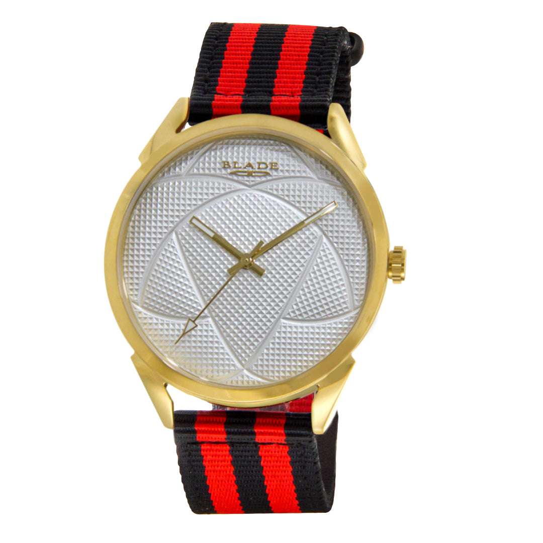 BLADE 3697GNN6M Black-Red Retro-Fútbol Special Edition NATO Strap Unisex Watch - Front 02