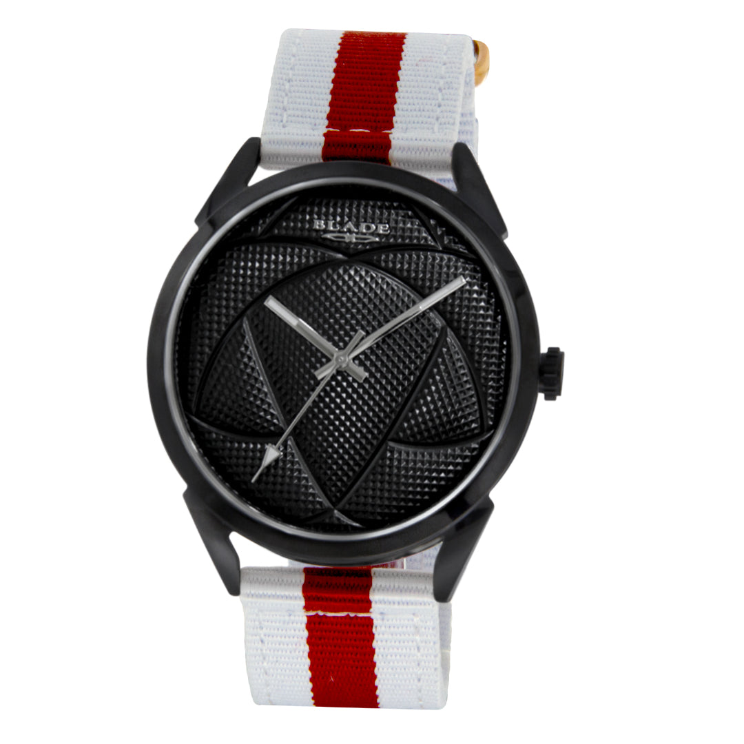 BLADE 3697GRW6J White-Maroon Red Retro-Fútbol Special Edition NATO Strap Unisex Watch - Front 03