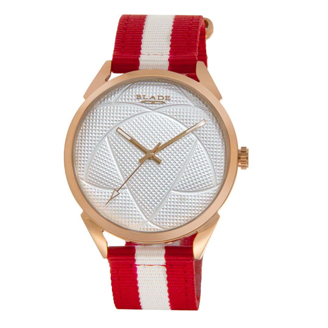 BLADE 3697GRW6C White-Red Retro-Fútbol Special Edition NATO Strap Unisex Watch - Front