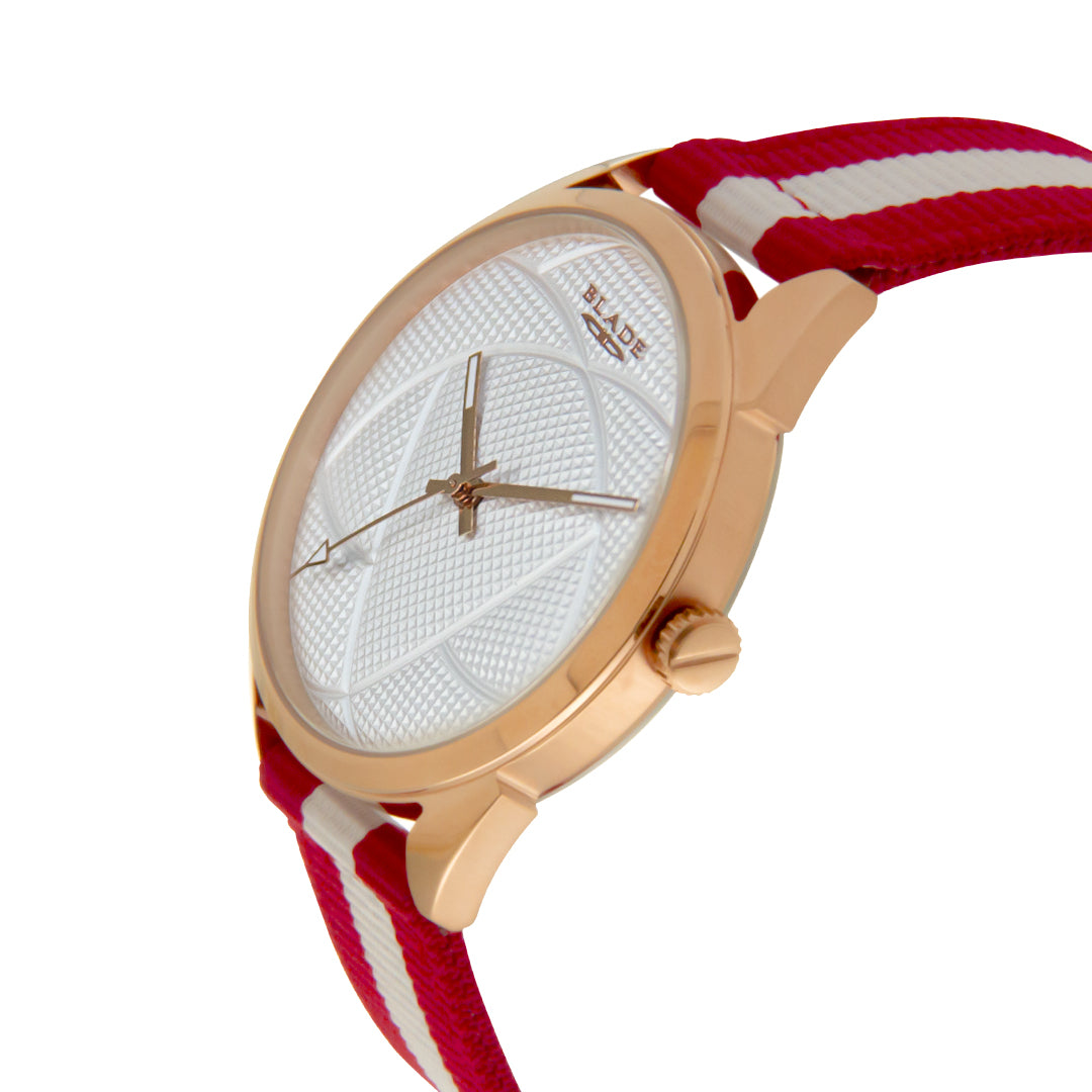BLADE 3697GRW6C White-Red Retro-Fútbol Special Edition NATO Strap Unisex Watch - Side