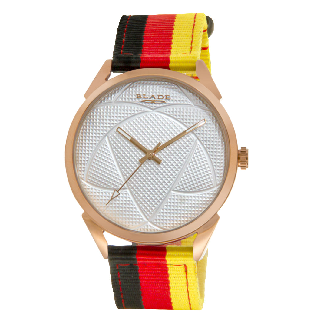 BLADE 3697GNN6F Black-Red-Yellow Retro-Fútbol Special Edition NATO Strap Unisex Watch - Front 03