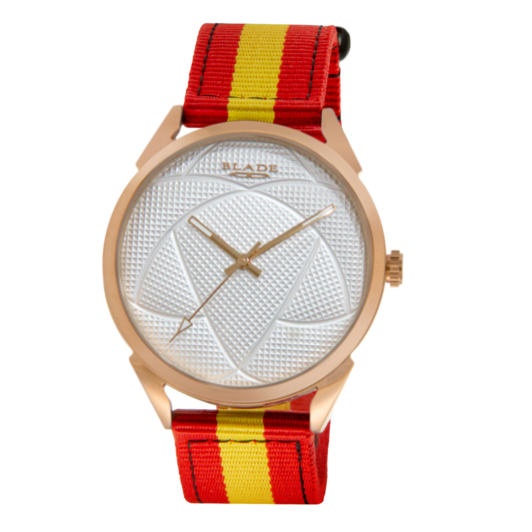 BLADE 3697GNN6K Red-Yellow Retro-Fútbol Special Edition NATO Strap Unisex Watch - Front 03