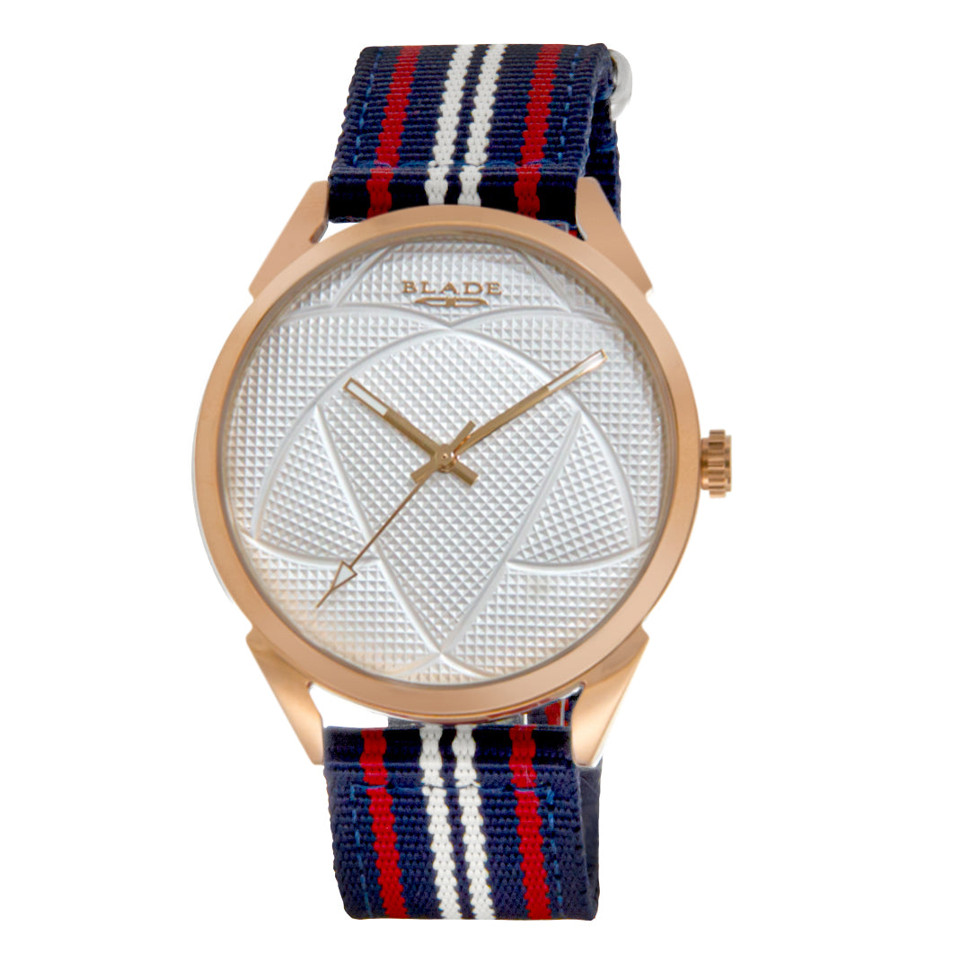 BLADE 3697GSW6L Navy Blue-Red-White Retro-Fútbol Special Edition NATO Strap Unisex Watch - Front 03