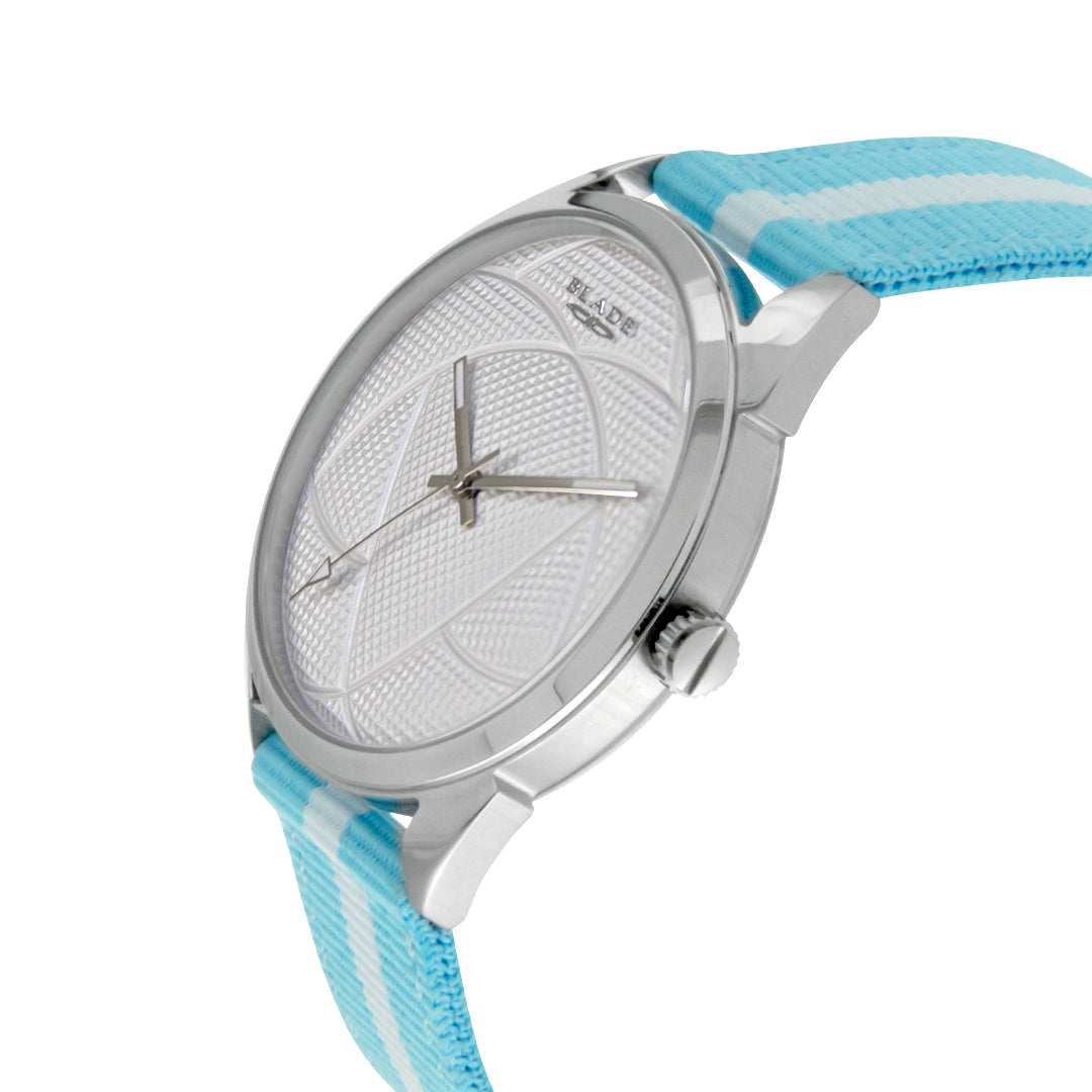 BLADE 3697GSW6A White-Blue Retro-Fútbol Special Edition NATO Strap Unisex Watch - Side