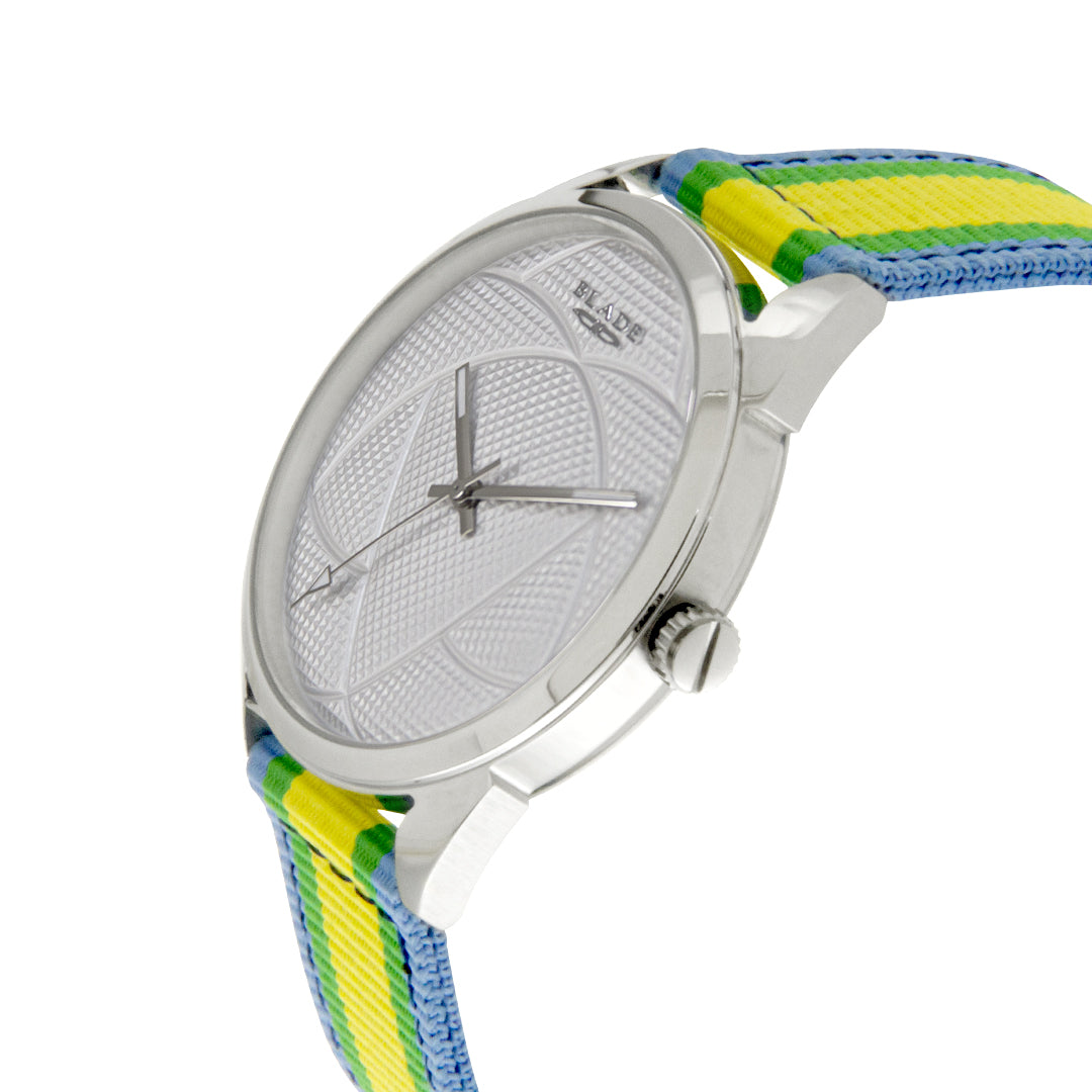 BLADE 3697GSW6B Yellow-Green-Blue Retro-Fútbol Special Edition NATO Strap Unisex Watch - Side
