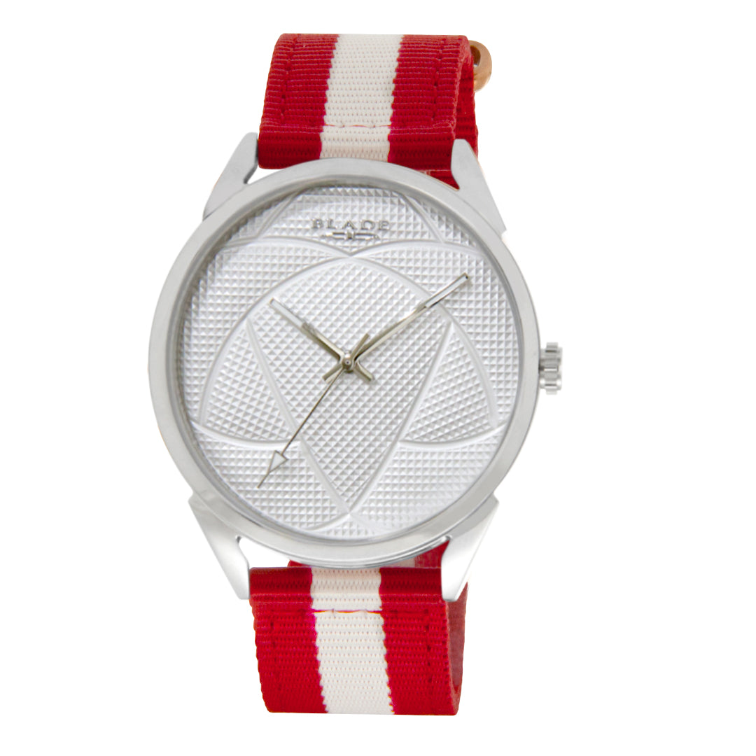 BLADE 3697GRW6C White-Red Retro-Fútbol Special Edition NATO Strap Unisex Watch - Front 04
