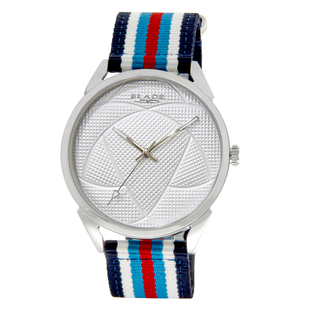BLADE 3697GSW6D Navy Blue-Blue-Red-White Retro-Fútbol Special Edition NATO Strap Unisex Watch - Front