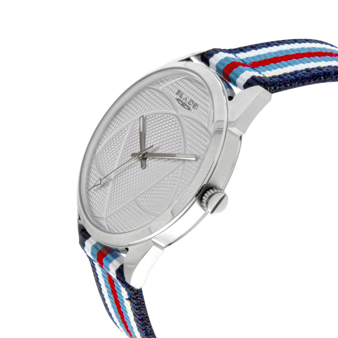 BLADE 3697GSW6D Navy Blue-Blue-Red-White Retro-Fútbol Special Edition NATO Strap Unisex Watch - Side