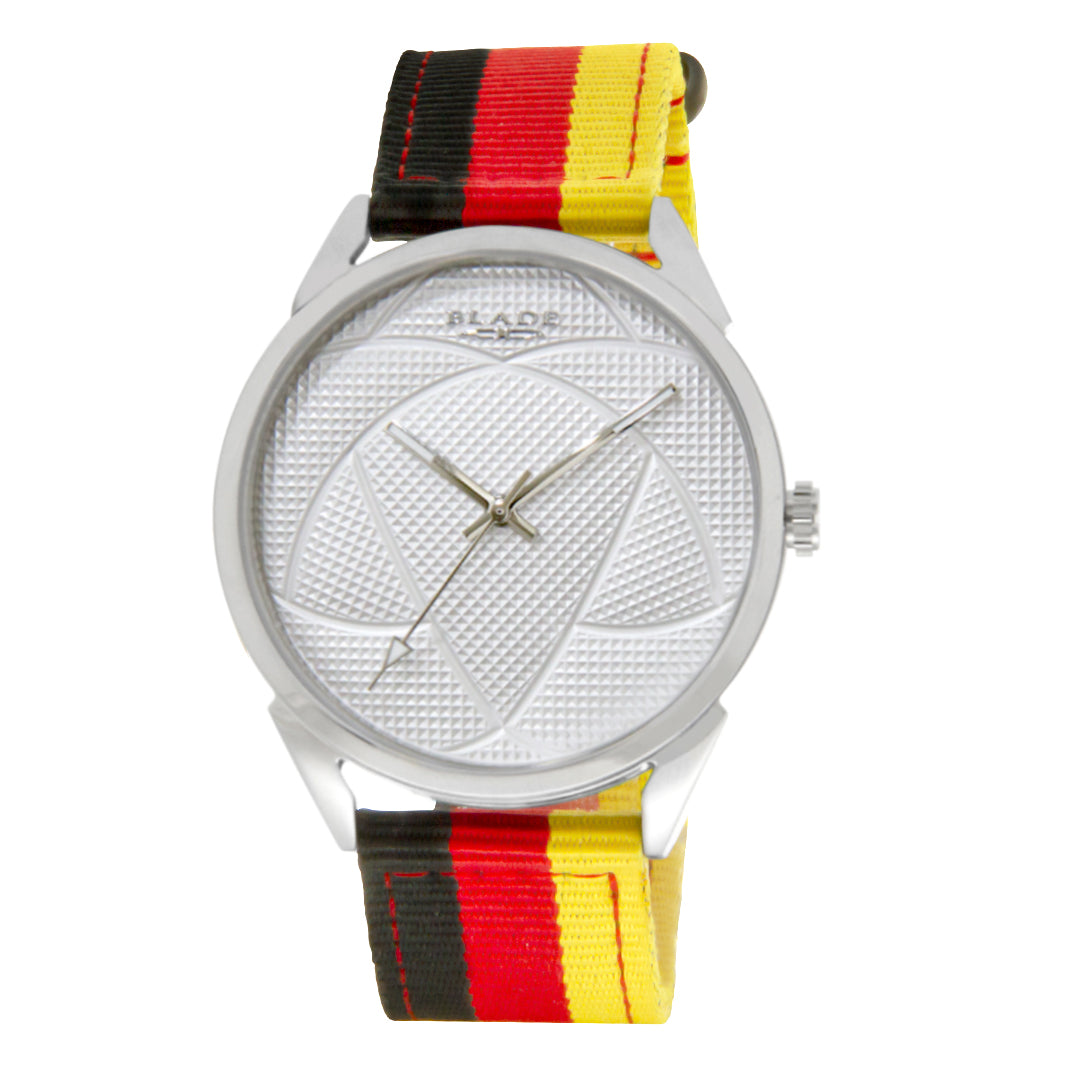 BLADE 3697GNN6F Black-Red-Yellow Retro-Fútbol Special Edition NATO Strap Unisex Watch - Front 04