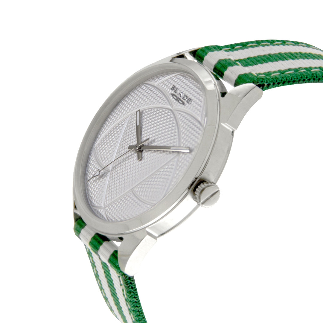 BLADE 3697GSW6G White-Green Retro-Fútbol Special Edition NATO Strap Unisex Watch - Side