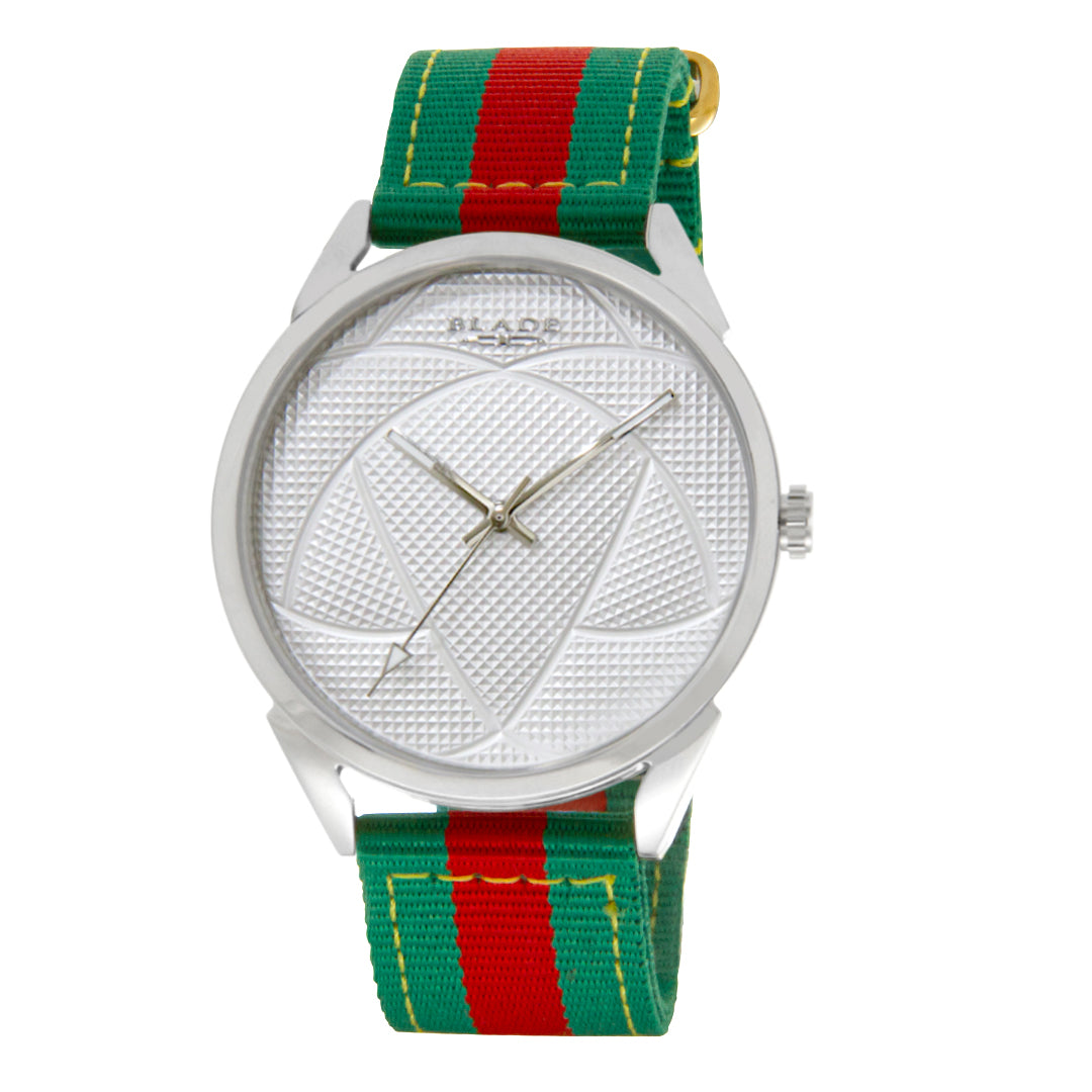 BLADE 3697GGW6I Green-Red Retro-Fútbol Special Edition NATO Strap Unisex Watch - Front 04
