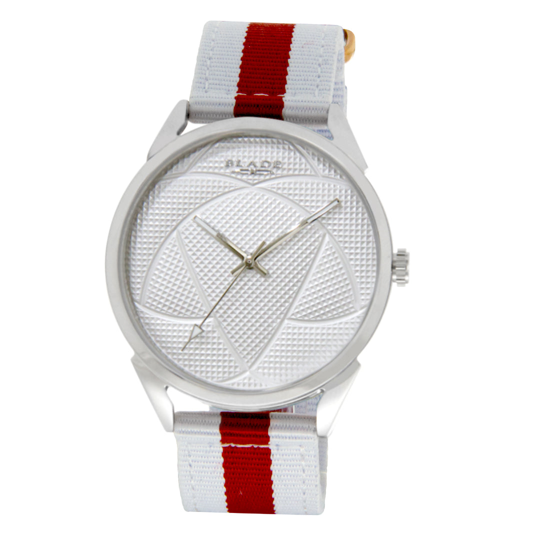 BLADE 3697GRW6J White-Maroon Red Retro-Fútbol Special Edition NATO Strap Unisex Watch - Front 04