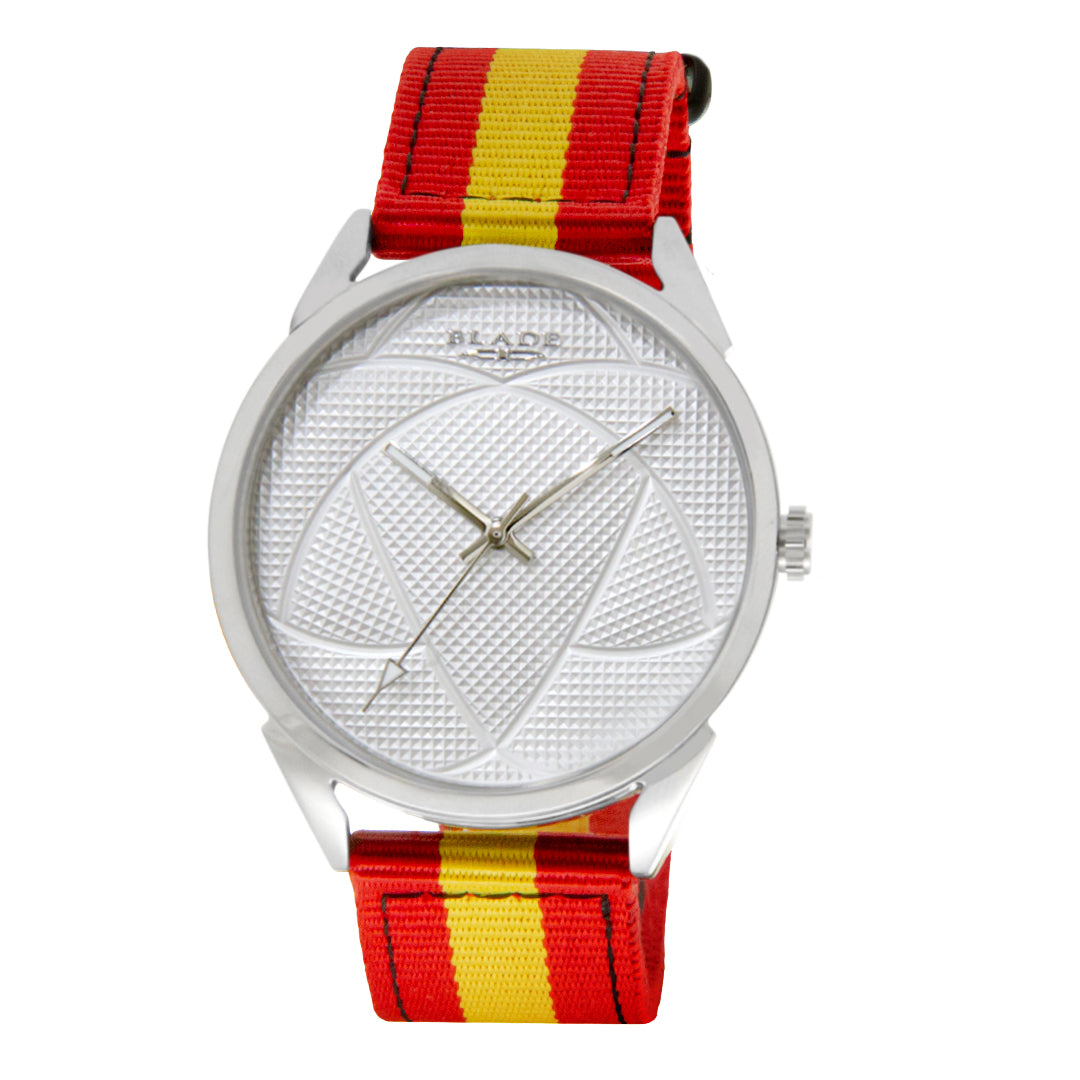 BLADE 3697GNN6K Red-Yellow Retro-Fútbol Special Edition NATO Strap Unisex Watch - Front 04