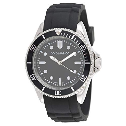 Bart & Melon Unisex Black Dial Black Silicon Band Analog Watch 12-NU010-SNN
