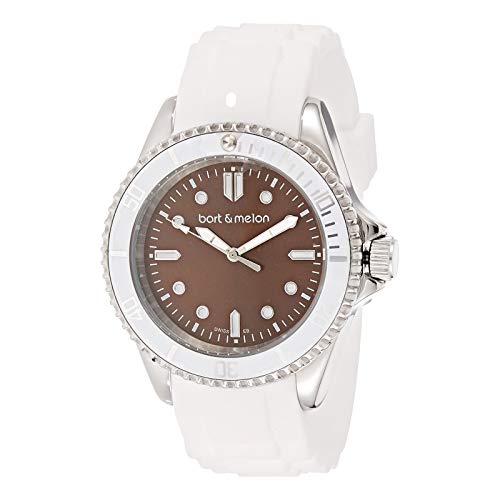 Bart & Melon Unisex Brown Dial White Silicon Band Analog Watch 12-NU010-SOW
