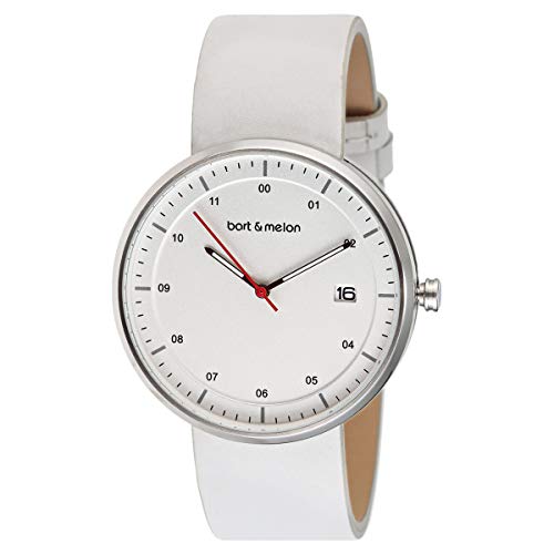 Bart & Melon Unisex White Dial White Leather Band Analog Watch 15-DG015-2SWW