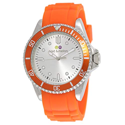 Bart & Melon Unisex White Dial Orange Silicon Band Analog Watch 12-NU010-SWA