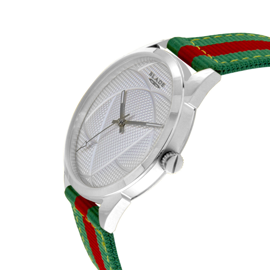 BLADE 3697GGW6I Green-Red Retro-Fútbol Special Edition NATO Strap Unisex Watch - Side 04