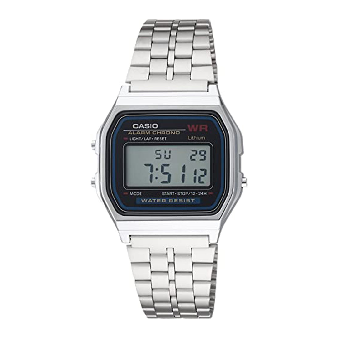 CASIO A159W-N1DF Resin / Chrome Case SS Band Men's Watch