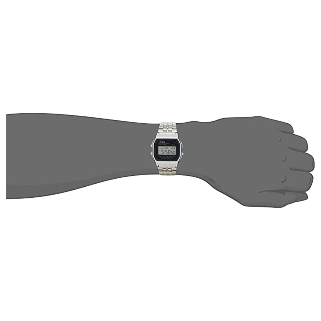 CASIO A159W-N1DF Resin / Chrome Case SS Band Men's Watch