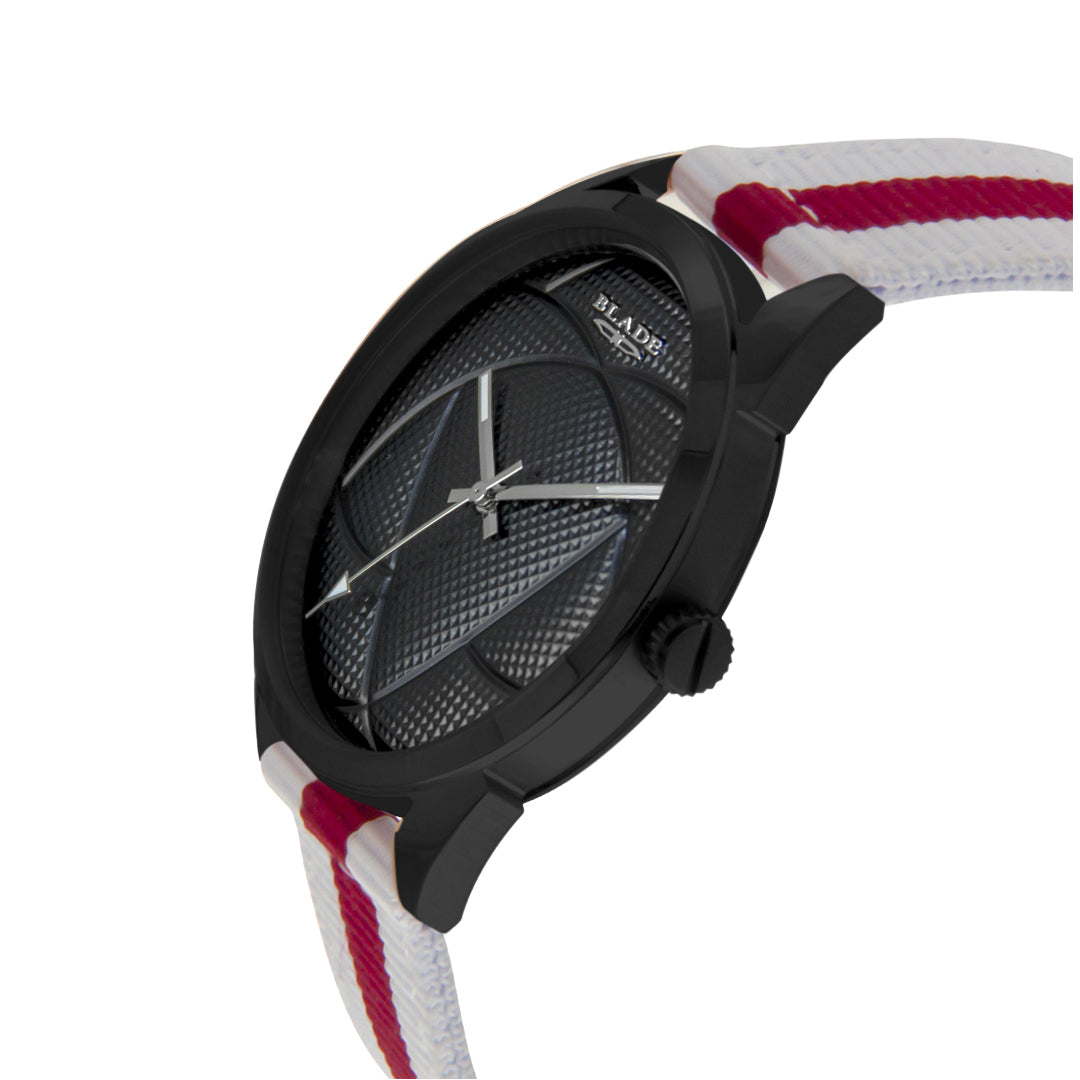 BLADE 3697GRW6J White-Maroon Red Retro-Fútbol Special Edition NATO Strap Unisex Watch - Side 03
