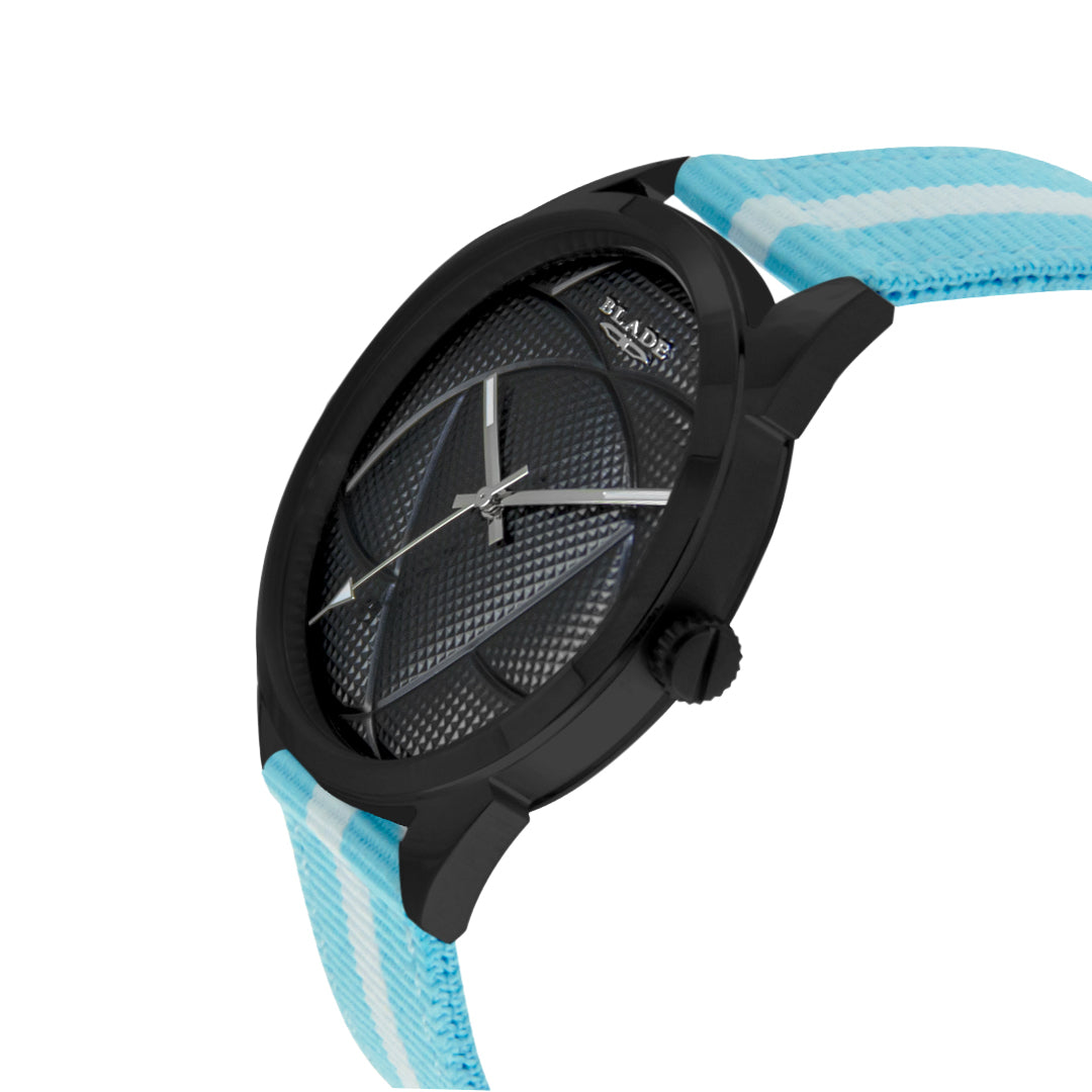 BLADE 3697GSW6A White-Blue Retro-Fútbol Special Edition NATO Strap Unisex Watch - Side 03