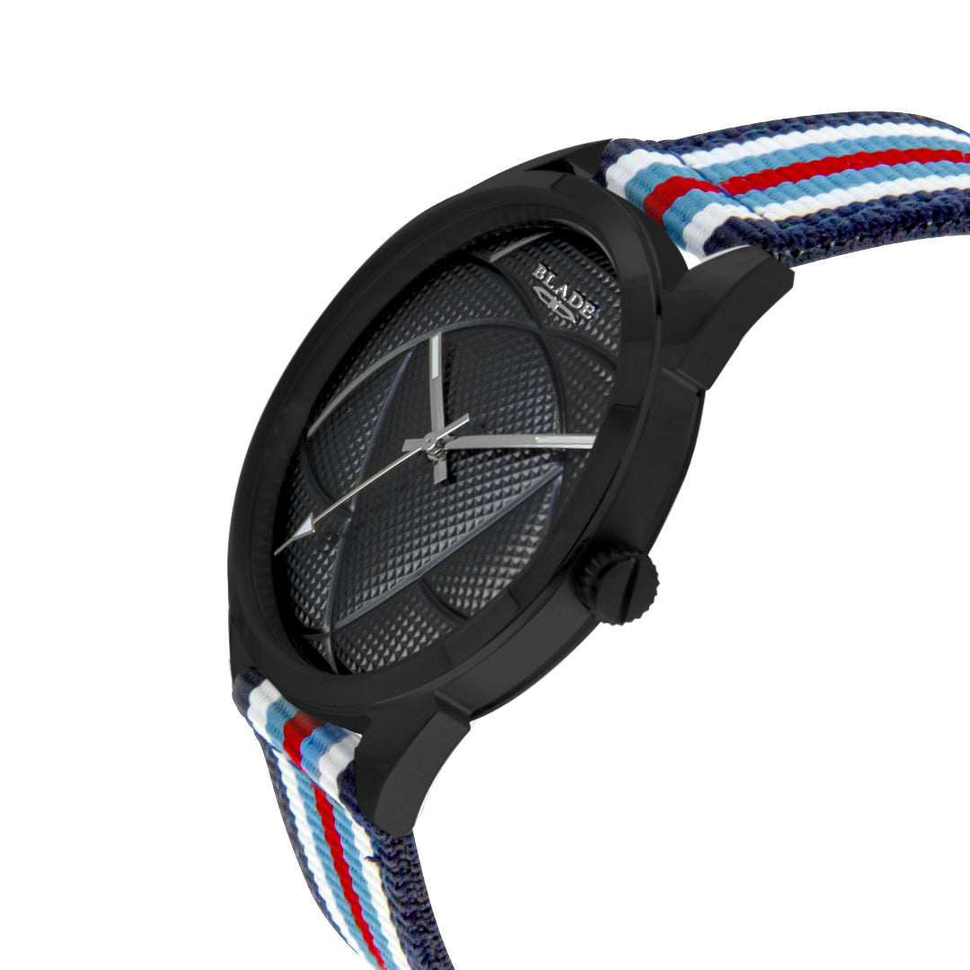 BLADE 3697GSW6D Navy Blue-Blue-Red-White Retro-Fútbol Special Edition NATO Strap Unisex Watch - Side 03