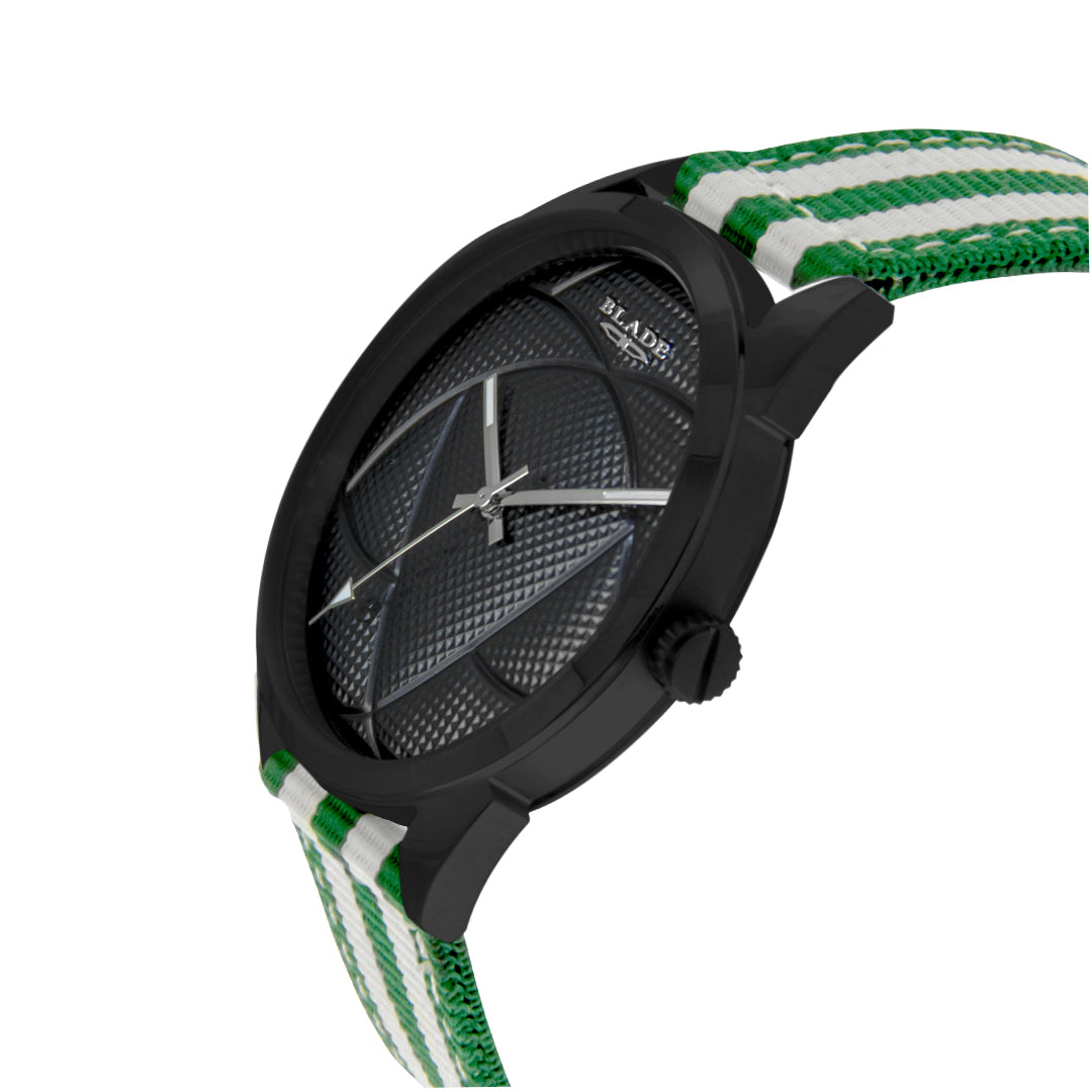 BLADE 3697GSW6G White-Green Retro-Fútbol Special Edition NATO Strap Unisex Watch - Side 04