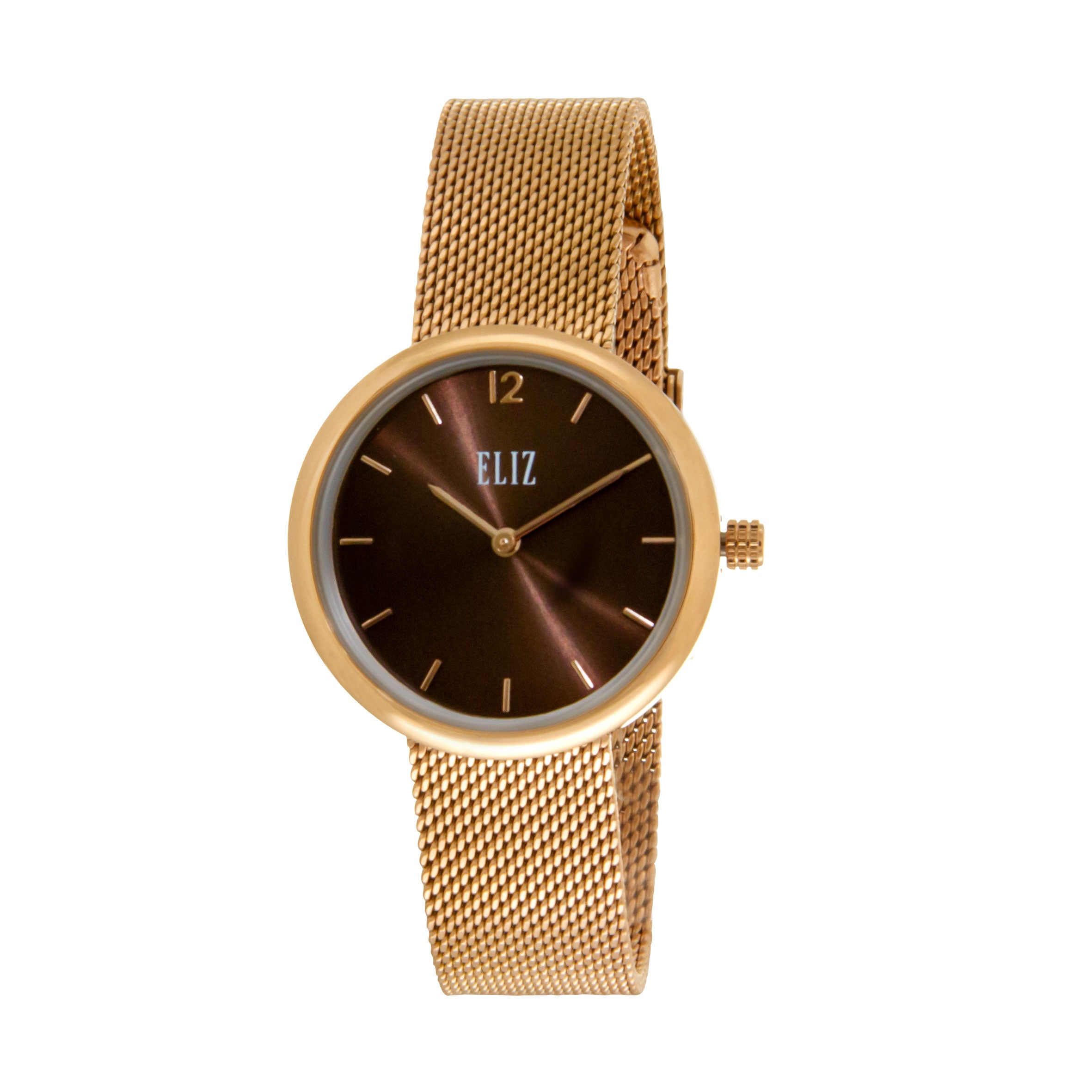 ELIZ ES8713L2ROR PVD Rose Case SS Mesh Strap Women's Watch