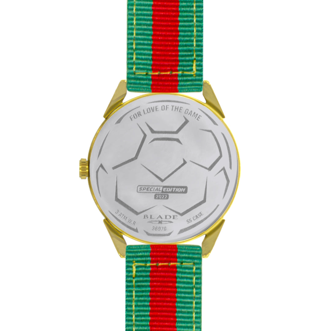 BLADE 3697GGW6I Green-Red Retro-Fútbol Special Edition NATO Strap Unisex Watch - Back