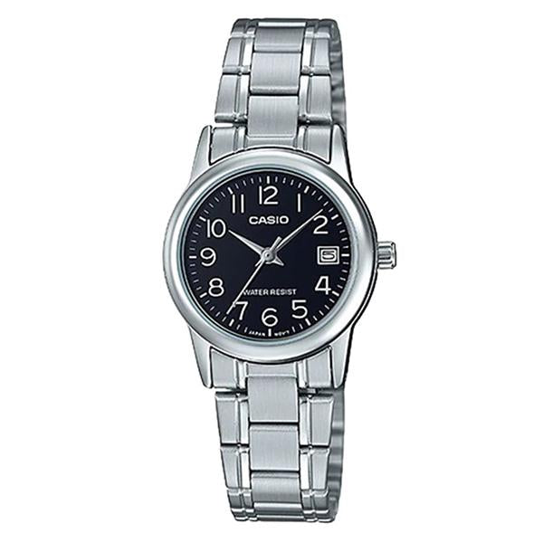 CASIO Women's Black Dial Stainless Steel Band Analog Watch LTP-V002D-1B