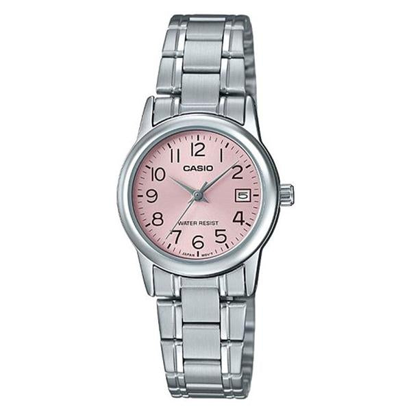 CASIO Women's Pink Dial Stainless Steel Band Watch - LTP-V002D-4B